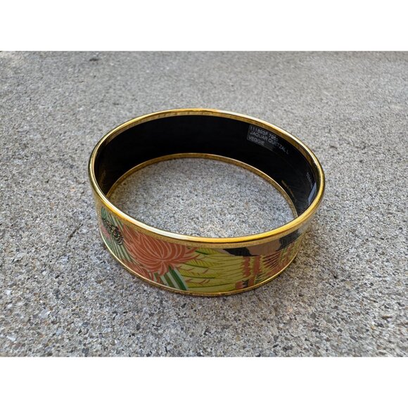 Hermes Bracelet Bangle Cloisonne Rare Enamel Gm Jaguar Quetzal - Picture 10 of 15